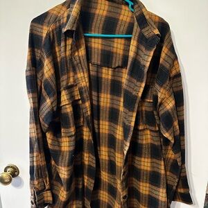 Plaid Flannel Shirt in Black and Orange